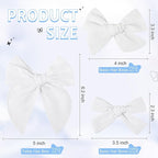 DEEKA 4 PCS White Cotton Linen Hair Bows 3 Styles 5" & 4" Handmade Hair Bow set for Toddler Girls Alligator Hair Clips Knot Bows Hair Accessories for Little School Girls (White)