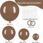 RUBFAC 129pcs Brown Balloons Different Sizes 18 12 10 5 Inches for Garland Arch Kit, Premium Boho Coffee Brown Latex Balloon for Birthday Party Graduation Wedding Anniversary Baby Shower Decoration