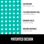 GORILLA GRIP Patented Square Shower Stall Mat, Small Bathtub Floor Mats for Stand Up Showers, Suction Cups and Drain Holes, Machine Wash, Soft on Feet, Bathroom Accessories 21x21 Inch Turquoise Opaque