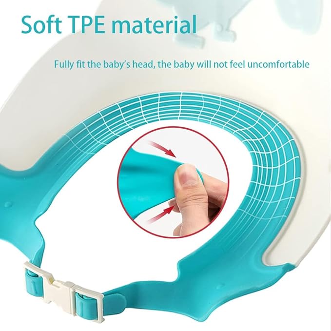 Baby Shower Cap Shield, Shower Cap for Kids, Visor Hat for Eye and Ear Protection for 0-9 Years Old Children,Cute Dinosaur/Crocodile/Hippo shape Makes the Baby Bath More Fun (Dinosaur, Blue)