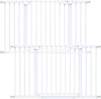 Cumbor 2 Pack 29.7"-51.5" Extra Wide Baby Gate for Stairs, Easy Wall Through Dog Gates for Doorways, Pressure Mounted Pet Gate Indoor, Safety Auto-Close Child Gate for Kids with 4 Wall Cups, White