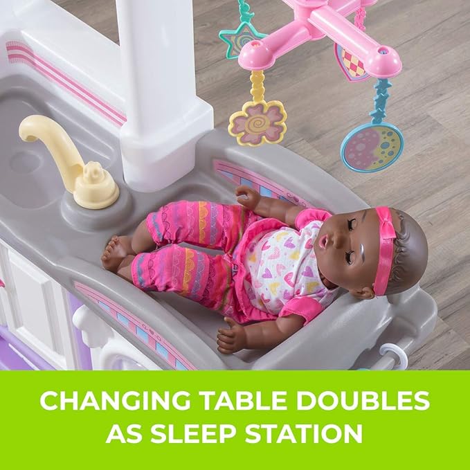 Step2 Love & Care Deluxe Baby Doll Nursery Playset for Kids, Combined Kitchen and Changing Station, Includes Toy Accessories, Easy to Assemble, Toddlers Ages 2 - 6 Years Old, Lavender