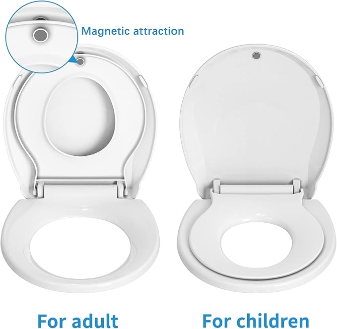 Toddler Toilet Seat Round with Toilet Seat Cover – Potty Training Toilets for Boys and Girls, Family Bathroom PP Toilet Seats with Child Seat, Biscuit