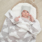 Living Textiles Grey Clouds Chenille Soft Baby Blanket Reversible Premium Cozy Fabric for Best Comfort - for Infant,Toddler,Newborn,Nursery,Boy,Unisex,Throw,Crib,Stroller,Gift, Grey Clouds 40x30