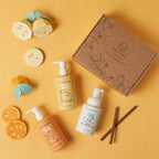 Dabble & Dollop Citrus Kiss Bundle, Natural Bubble Bath, Body Wash & Shampoo for Kids, USA-made, Paraben & Sulfate Free, Vegan, Gluten-Free, Tear-Free, Tangerine, Vanilla, Lemon (Set of 3)