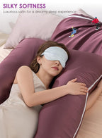 QUEEN ROSE Pregnancy Pillow, Maternity Body Pillow for Sleeping, U Shaped Pillow for Body Support Sleeping, Silky Satin Cover, Purple