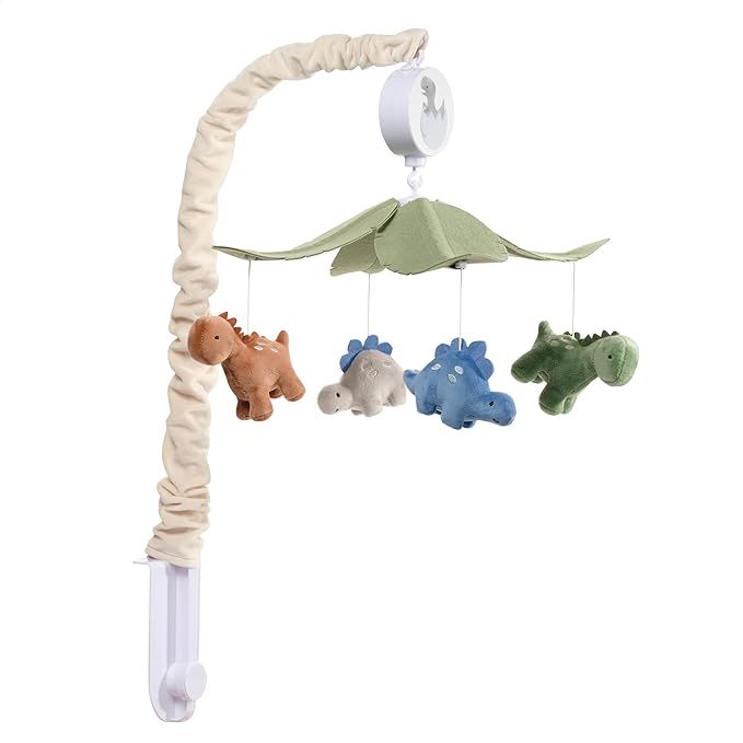 Lambs & Ivy Dino-Might Multicolor Dinosaur Musical Baby Crib Mobile Soother Toy