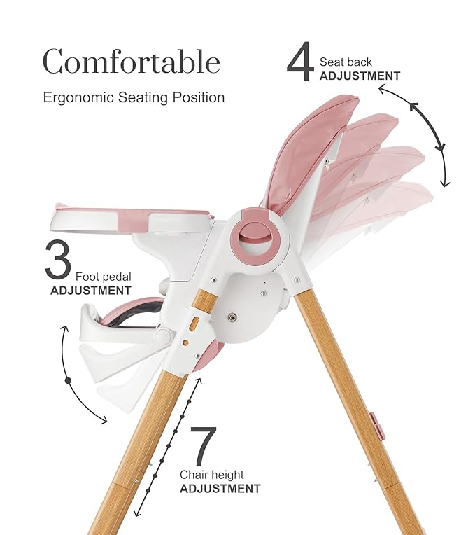 Mallify Convertible High Chairs for Babies and Toddlers, Height Adjustable Baby High Chair, High Chair with Removable Tray, Adjustable Backrest, Portable Baby Dinning Chair with Lockable Wheels