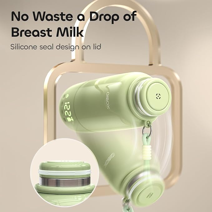 QIBOX Portable Bottle Warmer for Travel - 3Min Fast Heating of Breast Milk and Formula, 36W Fast Charge, 17 Ounces Large Capacity, Baby Bottle Warmer On The Go for Outdoor Airplane and Car