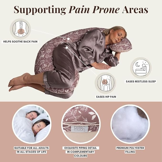 BellaMoon C Shaped Pregnancy Pillow for Sleeping (55 Inch) Maternity Body Pillow with Cooling Cover Soft Support for Women, Back, Legs, Belly C Pillow for Side Sleeping & Full Body pillows for adults
