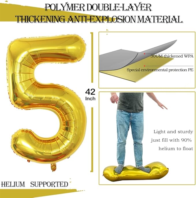 GOER Number 50 Balloons for 50th Birthday Party Decorations,42 Inch Jumbo Foil Helium Balloons for 50th Anniversary (Gold)