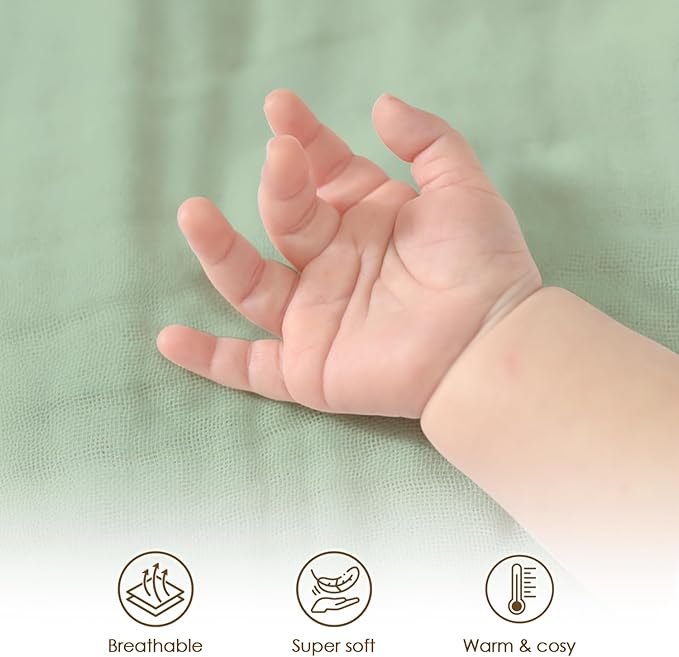 Baby Blankets for Boys Girls, Soft Nursery Minky Blankets with Muslin and Dotted Fleece Back 30x40 inches, Receiving Bed Quilt for Newborn, Infants, Toddlers (Green)