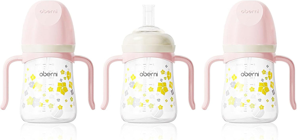 Toddler Sippy Cup 10oz, Weighted Straw Baby Drinking Water Bottle with Valved Spout for 6+ Months, 300ml/Pink/3Pack