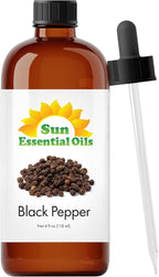 Sun Essential Oils - Black Pepper 4oz Bottle for Diffuser, Humidifier, Aromatherapy, Self and Home Care - Black Pepper Oil - Aromatherapy Oil