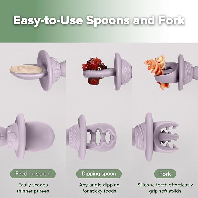 Haakaa Astronaut Beginner Silicone Cutlery Set – Toddler Spoons Self Feeding 6+Months, Baby Led Weaning Supplies, Easy Grip Toddler Utensils, Baby Feeding Essentials