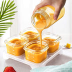 Matyz 4-Pack Glass Baby Food Storage Containers with Airtight Lids and Stackable Tray (Green, 3 OZ Each) - Small Freezer Storage Containers for Baby On The Go - Air Tight Food Storage Containers