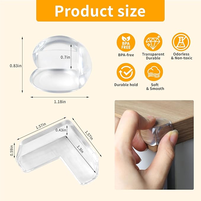 40 Pack Corner Protector Baby, 2 Shapes Baby Proof Corners and Edges, Clear Table Corner Covers Baby, Baby Corner Protector Guards, Corner Guards for Table Edges & Sharp Corners
