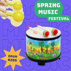 Floor Tom Drum for Kids 8-inch Percussion Instrument Music Drum with 2 Mallets and Color Maracas for Baby Children Special Christmas Birthday Toy Gift