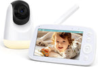 2025 Upgraded Baby Monitor with Night Lamp, 5'' IPS Screen Video Baby Monitor with Pan-Tilt-Zoom Camera No WiFi, HD Night Vision, 2-Way Talk, Lullaby Player, 4500mAh Battery (BBM-006)
