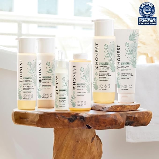 The Honest Company 2-in-1 Cleansing Shampoo and Body Wash for Sensitive Skin Gentle Tear-Free Hypoallergenic Baby with Naturally Derived Ingredients Fragrance-Free 18 fl oz