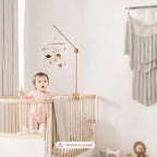 Baby Crib Mobile Arm - Wooden Mobile Arm with Height Adjustable＆360° Rotatable Upgraded Arched Base Nursery Mobile Holder for Crib Mobile Hanger Baby Crib Attachment Nursery Decor