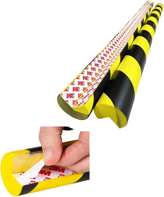 L-Shaped/Circular Edge Protector – 19" Durable Polyurethane Foam, High-Visibility Yellow/Black Stripes & Corner Safety Bumper for Impact Protection