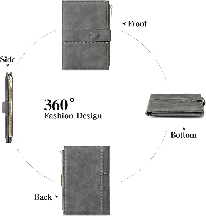 Passport Holder for Travel Rfid Passport Wallet for Women Men with Zipper Pocket Pen Sim Card Holders Slim Travel Accessories