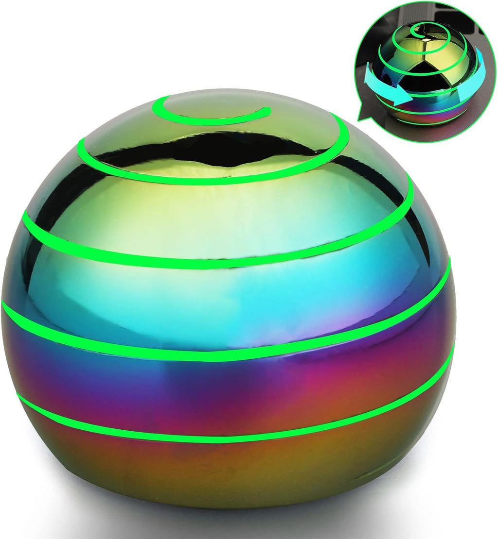 Kinetic Fidget Spinner Lumious Desk Toy for Kids Adults, Cool Optical Illusion Gadget Metal Stress Relief Gyro Ball, Easter Egg Stuffer Birthday Party Gift for Age 3-12 5-16 (Rainbow-Green Light)