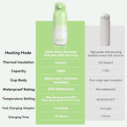 Portable Bottle Warmer, Large 12oz Capacity with Dual Heating Modes for Breast Milk & Water, Smart Temperature Control, Long Battery Life, Bottle Warmer for Outdoor, Airplane & Car Travel, Green