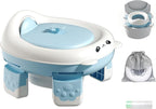 Portable Travel Potty, Training for Baby to Toddler, Travel Toilet Seat with Charts and Storage Bag, Folding Potty for Kids Boys Girls Indoor and Outdoor (Blue)