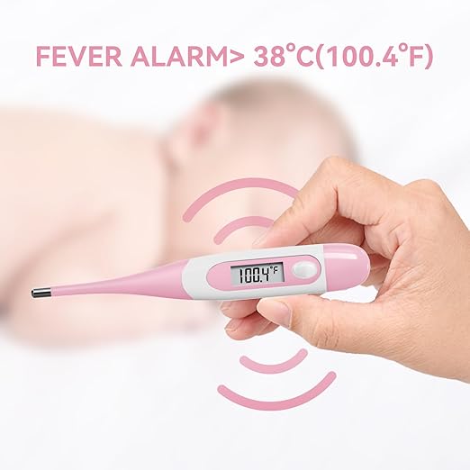 Clinical Digital Thermometer for Adults and Babies, Oral Armpit and Rectal Temperature Thermometer for Fever with Alarm, Flexible Tip