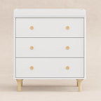 Babyletto Lolly 3-Drawer Changer Dresser with Removable Changing Tray in White and Natural, Greenguard Gold Certified