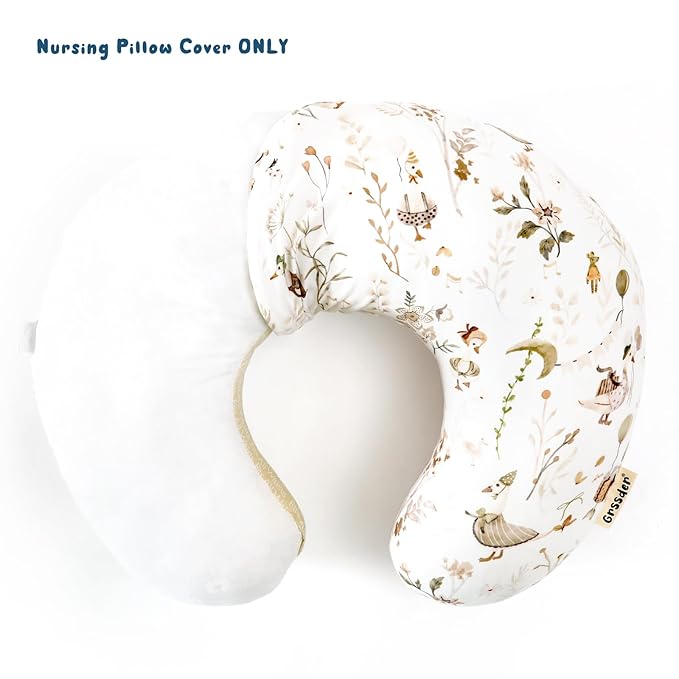 GRSSDER Nursing Pillow Cover Stretchy Minky Removable Nursing Covers for Breastfeeding Pillows, Ultra Soft Comfortable Slipcover for Boy and Girls, Cute Duck Pattern