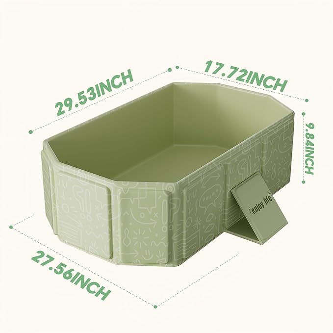 Collapsible Baby Bathtub for Infants & Toddlers, Foldable & Leak-Proof, Reinforced Durable Structure, Heat-Resistant, Easy Storage for Small Spaces, Graffiti Green