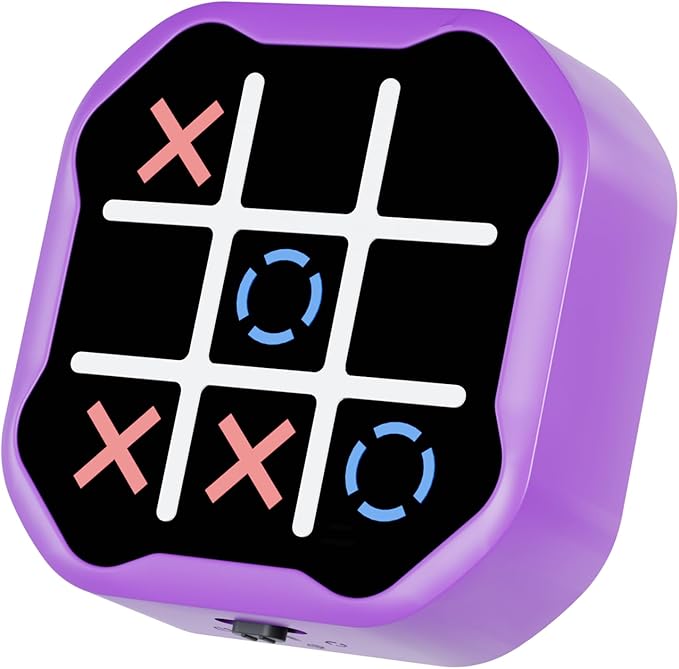 3 in 1 Electronic Tic Tac Toe Game, Handheld Digital Tic Tac Toe Bolt Game with Silent Mode, Portable Learing Toy Gift for Kids & Adults, Purple(One Pack)