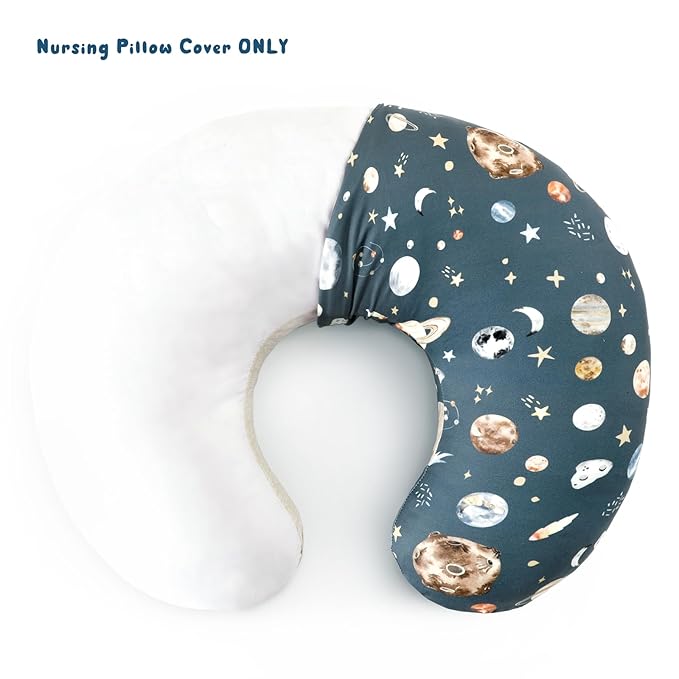 GRSSDER Reversible Nursing Pillow Cover, Ultra Soft Stretchy Minky Removable Nursing Covers Fitted for Breastfeeding Pillows Snug and Safe, Comfortable Slipcover for Boys, Stylish Original Print