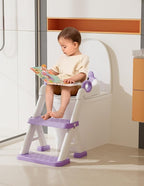 Potty Training Seat, Toddler Toilet Seat With Steps, 2 In 1 Toddler Potty Training Toilet With Splash Guard, Anti-Slip Step Stool Soft Mat, Adjust High Potty Seats For Toddlers Kids Boys Girls