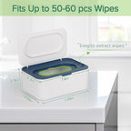 Baby Wipes Dispenser, Wipes Case Baby Wipe Holder Keeps Wipes Fresh, Non-Slip, Easy Open & Close (Blue)