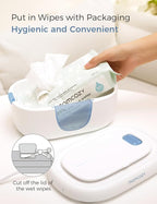 Momcozy Baby Wipe Warmer, Innovative Spring Design, Large Capacity Wipes Dispenser for 60-80pcs, Fast & Even Heating, 4 Modes of Temperature Heating Control, Diaper Wipe Warmer with Night Light, Blue