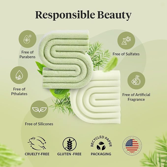 Kitsch Tea Tree Shampoo and Conditioner Set – Anti Dandruff Shampoo Bar & Conditioner Bar - Hair Care for All Hair Types - Free of Paraben, Sulfate & Silicone - Made in USA - 2 pcs