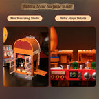 PANTASY Retro Jukebox Building Kit with Coin & Sound Function, Mechanical Music Box Model with Acrylic Records, Recording Studio & Minifigure, Collectible Construction Toy Gift for Adults and Teens