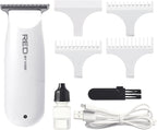 Red by Kiss Hair Clipper, Mini Cordless Hair Trimmer, Long Lasting Hair Cutting Kit, USB-C Rechargeable Haircut Beard Trimming Clippers for Men Women Kids, Portable Grooming Kit (White)