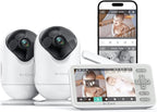 VistaView Lite Smart WiFi Baby Monitor with 2 Cameras- 4” 720P Split Screen & 1080P Camera App Control, Motion Alerts, Night Vision, 3000mAh Battery, 2-Way Talk, Triple Security, 1000ft Range
