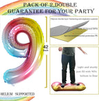 GOER Number 90 Balloons for 90th Birthday Party Decorations,42 Inch Jumbo Foil Helium Balloons for 90th Anniversary (Rainbow)