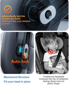 Car Headrest Pillow with Hook, Adjustable Car Seat Neck Support with Memory Foam & Ice Silk, 360° Rotating Travel Sleeping Headrest for Kids & Adults (1 Eye Mask Included)