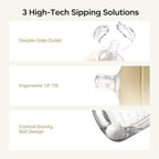 Bc babycare Sippy Cup Learner for 6+ Month Old with Nipples & Handles, Spill Proof Sippy Cup, Weighted Straw Toddler Cups, Anti-Choking Baby Cups 2 Packs, Beige