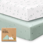 KeaBabies 2-Pack Baby Crib Sheets for Boys, Girls - 52x28 Viscose Derived from Bamboo Toddler Bed Sheets Neutral, Fitted Crib Mattress Cover for Standard Baby Bedding, Soft & Cozy (Bunnies)