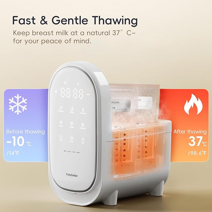 Baby Bottle Warmer, 11-in-1 Milk Warmer for Breastmilk & Formula with Night Light, Detachable Body for Easy Cleaning & Accurate Temperature Control, Timer, Double Bottles Warmer