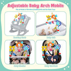 Baby Stroller Car Seat Toys,Adjustable Crib Mobile Activity Arch Toys with Sound Toy and Baby Hanging Toys,Sensory Play Travel Bouncer Bassinet Toy for Toddler Boy Girl 0 3 6 9 12 24 Month