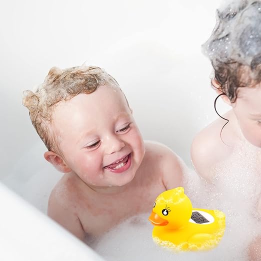 Baby Bath Tub Water Thermometer - Digital Temperature Monitor & Room Thermometer, Duck Floating Toy for Infant Toddler Bathtub Pool with Temperature Warning